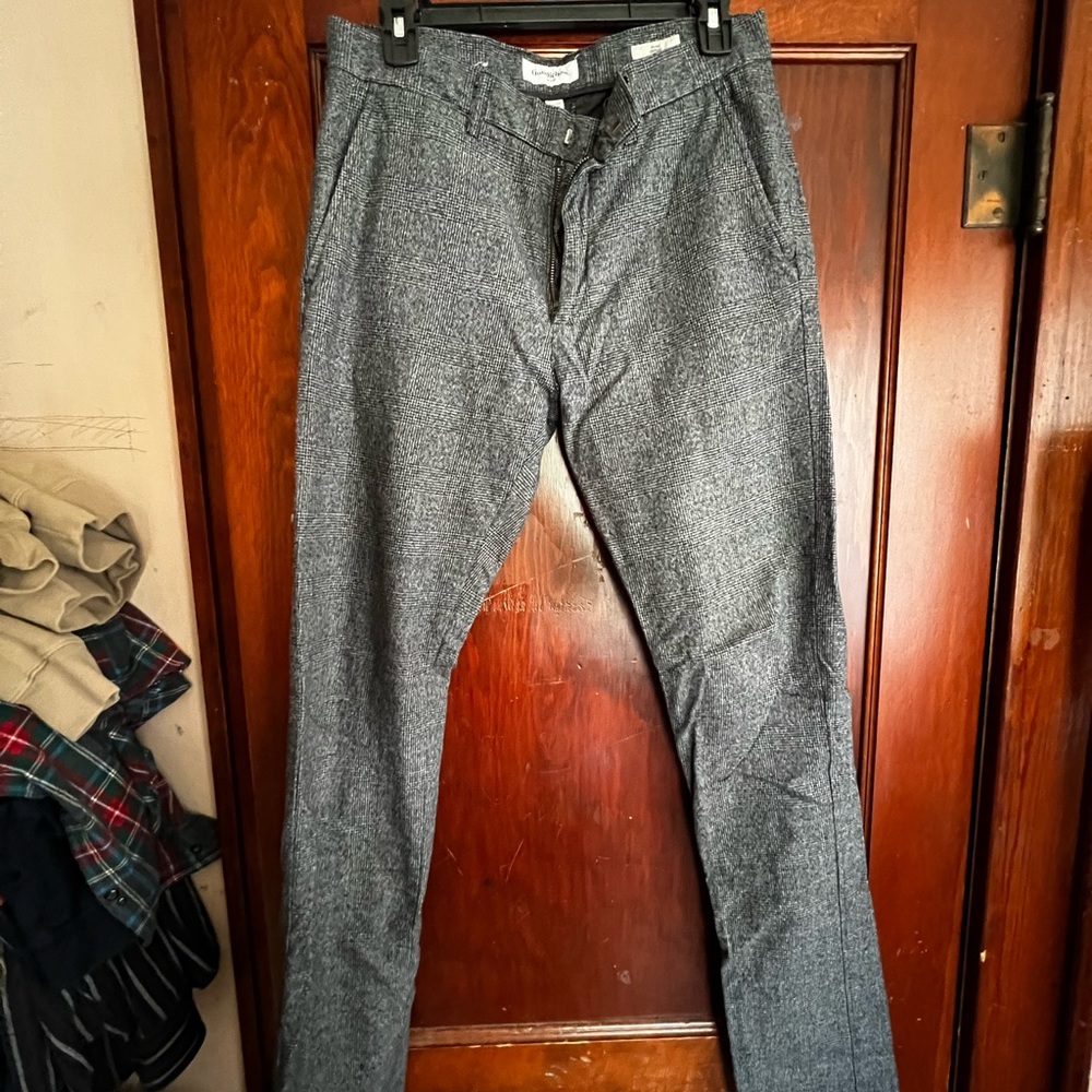 Gray plaid dress pants